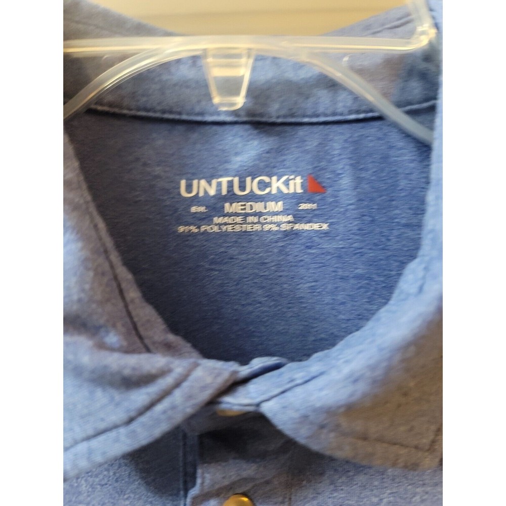 Untuckit Men's Size M Blue Short Sleeve Polo Polyester Spandex‎ - Picture 4 of 7